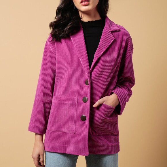 Fatima Jacket in Raspberry Corduroy - Picture 2 of 5